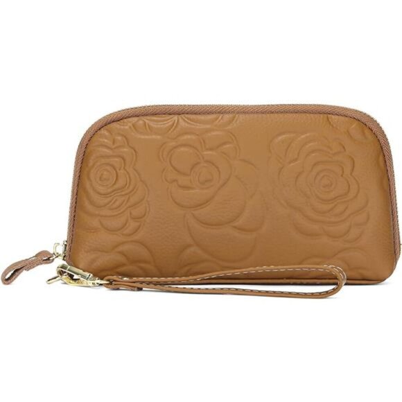 Vegan Leather Wristlet Purses for Women Khaki - Picture 1 of 6